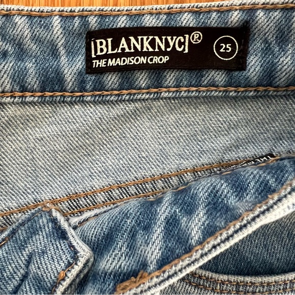BLANK NYC The Madison Crop, Digital Print, High Waist, Raw Hem Jeans, Sz 25 - Picture 8 of 9